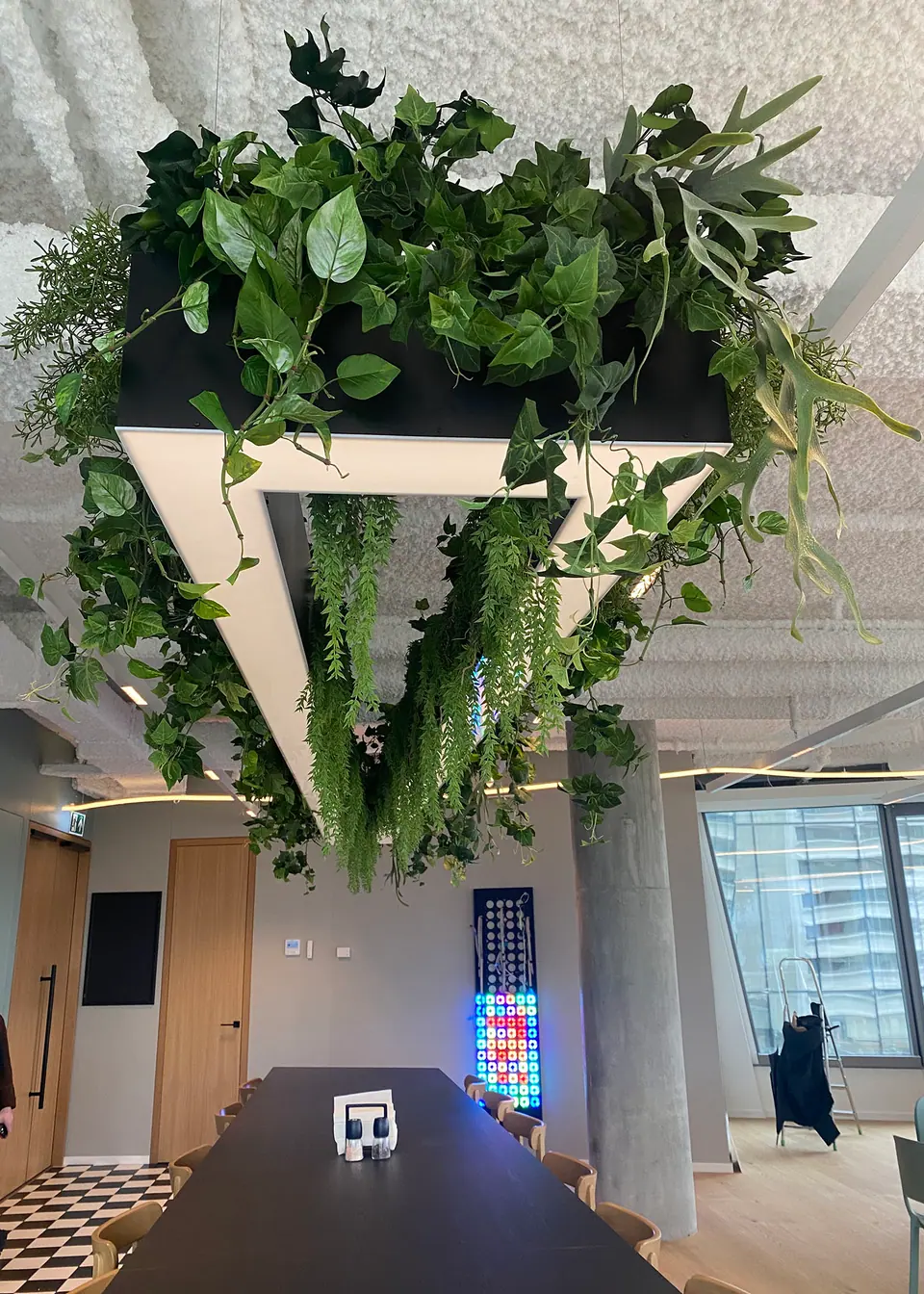 Artificial plant ceiling installation