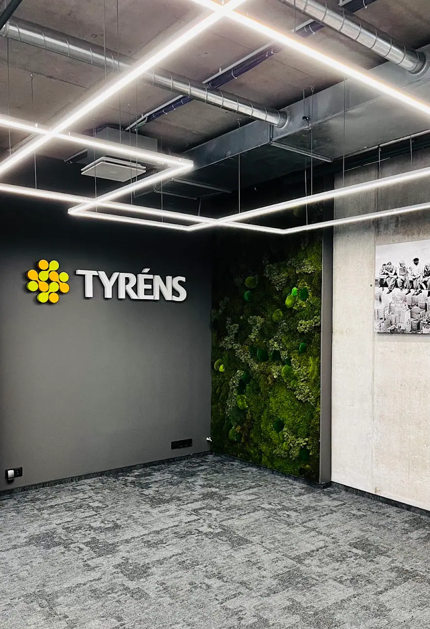 Preserved moss wall in an office reception
