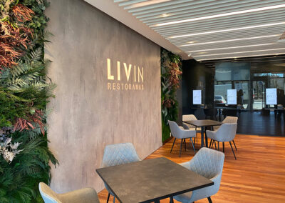 Multi-panel installation integrated into the restaurant LIVIN